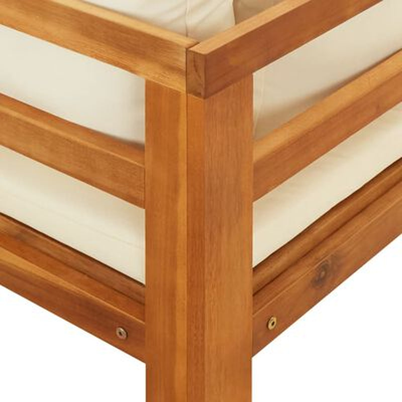 Garden Lounge Set Cream White Solid Acacia Wood 3 Piece Set