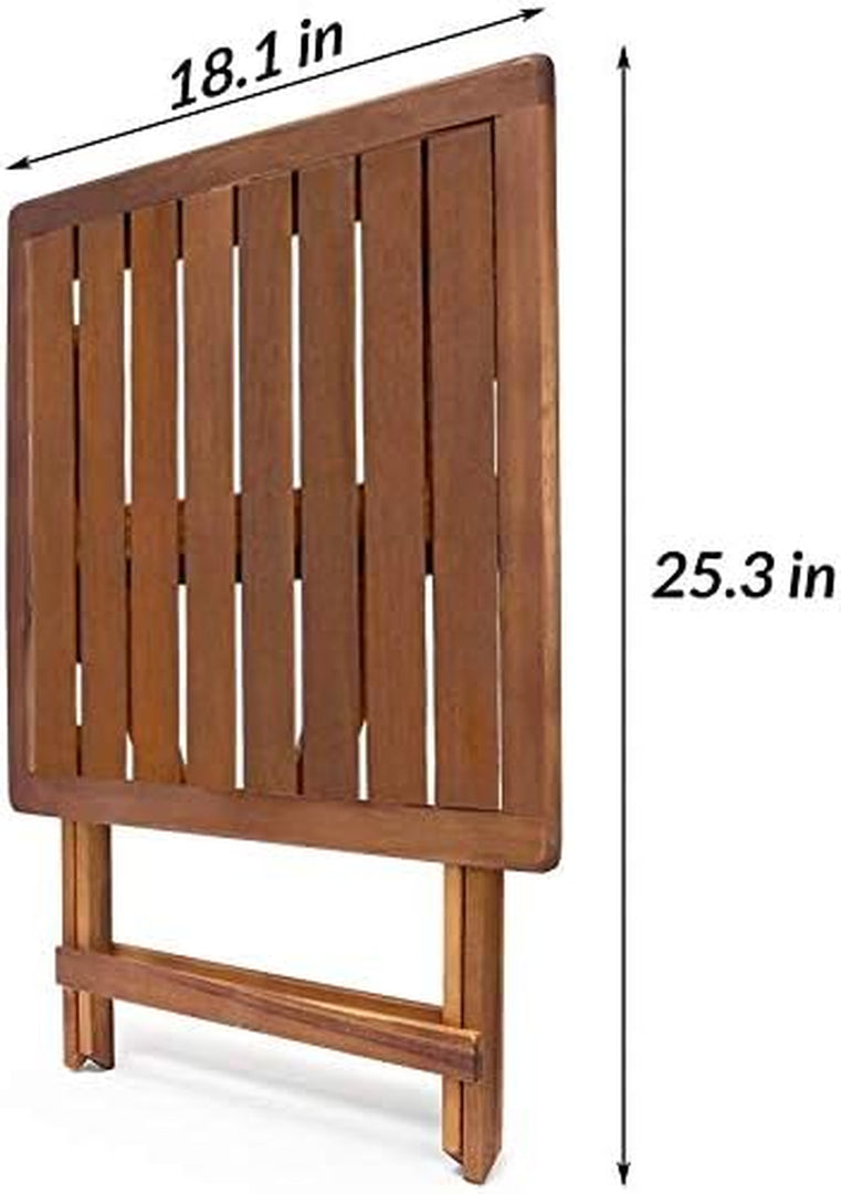 18" Outdoor Folding Acacia Wood Side Table – Compact Coffee or End Table for Patio, Garden, or Campsite