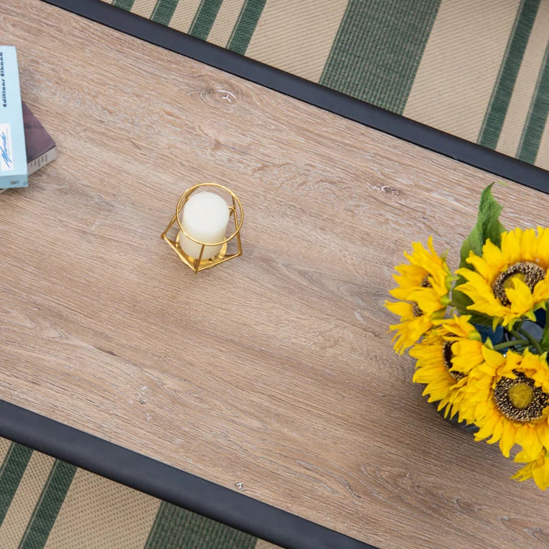Argyri Outdoor Patio Coffee Table β Rustic Resin Top with Powder-Coated Steel Base