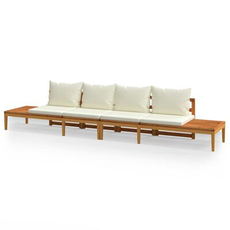Garden Lounge Set Cream White Solid Acacia Wood 3 Piece Set