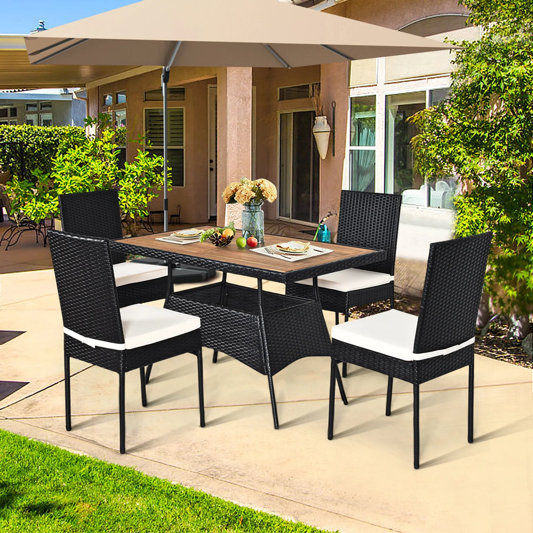 3-Piece Wicker Patio Bistro Set with Acacia Wood Side Table β Outdoor Chair Set for Porch, Balcony, or Backyard