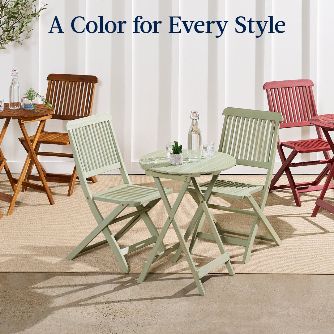 3-Piece Acacia Wood Folding Bistro Set – Charcoal Outdoor Patio Furniture