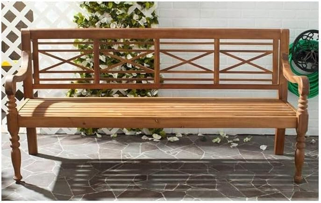 Martin Acacia Wood Adirondack Patio Bench – Natural Finish | 2-Person Outdoor Seating