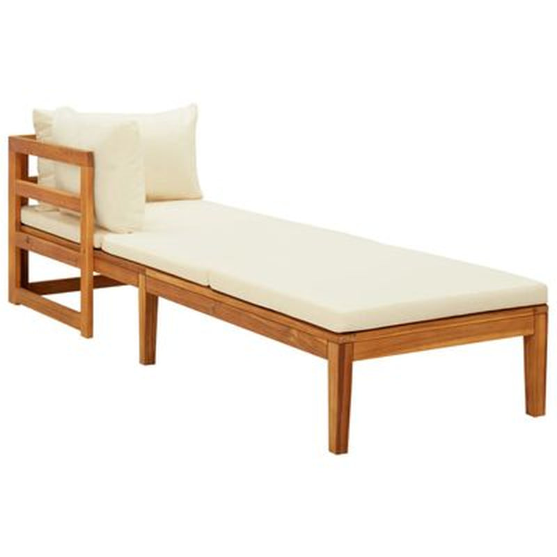 Garden Lounge Set Cream White Solid Acacia Wood 3 Piece Set