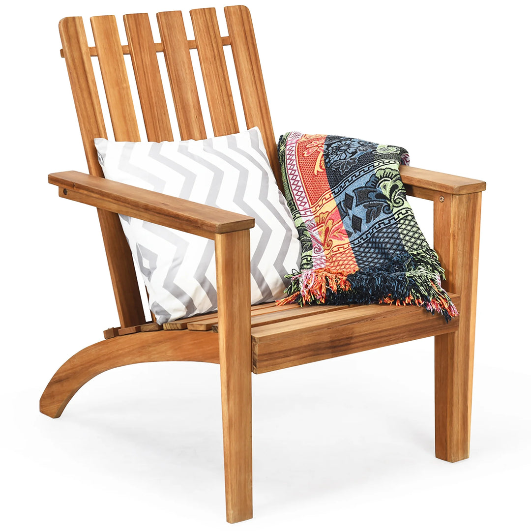 Acacia Wood Adirondack Chair | Outdoor Lounge Armchair | Natural Finish