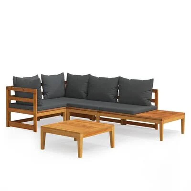 Garden Lounge Set Cream White Solid Acacia Wood 3 Piece Set
