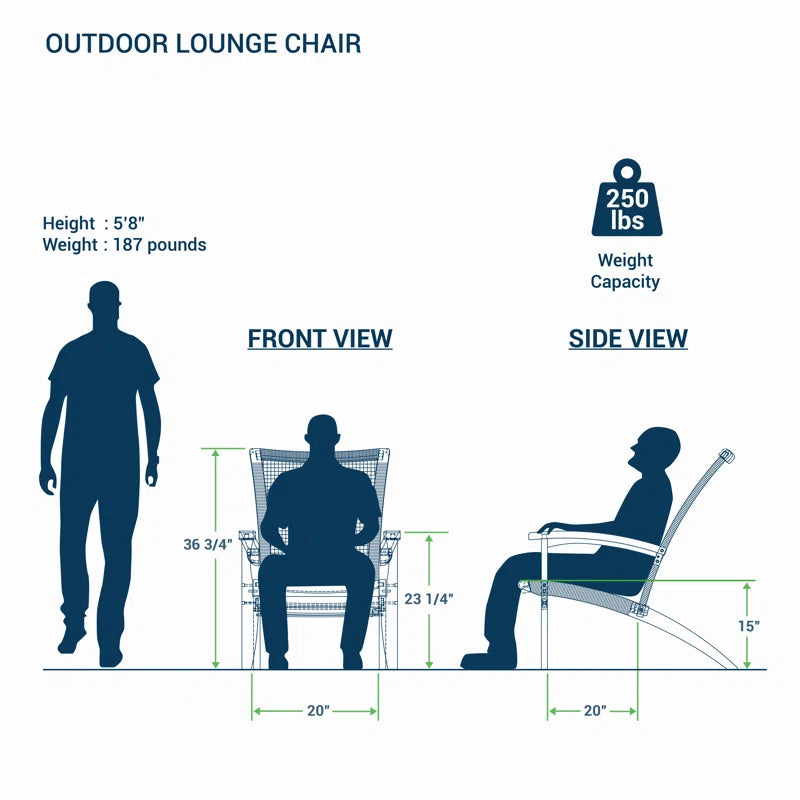 Cantera Outdoor Lounge Chair – Solid Teak Wood & All-Weather Poly-Rope