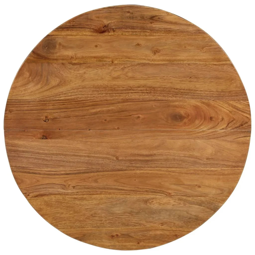 25.6" Solid Acacia Wood Coffee Table with Shelf – Industrial Style with Powder-Coated Steel Base