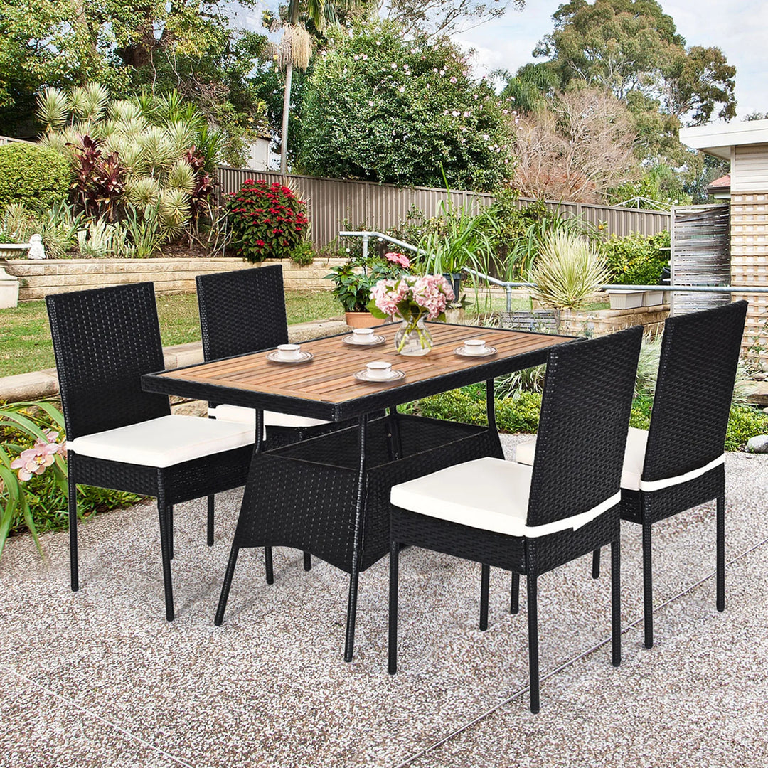 3-Piece Wicker Patio Bistro Set with Acacia Wood Side Table β Outdoor Chair Set for Porch, Balcony, or Backyard