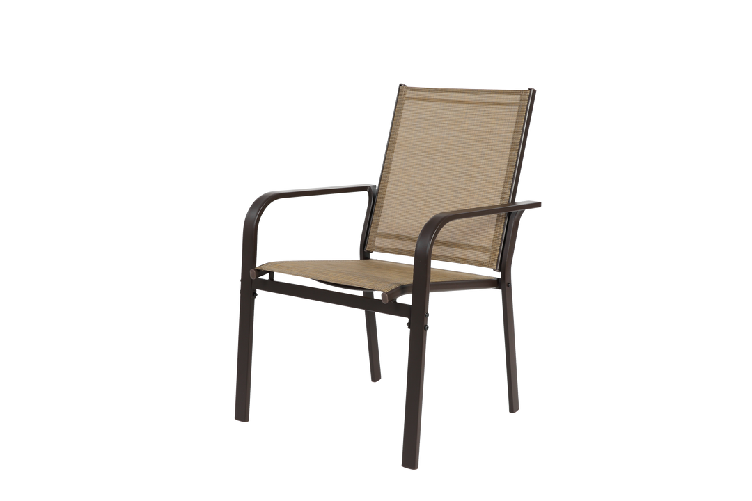 7-Piece Patio Dining Set with Table and 6 Stackable Textilene Chairs, Brown