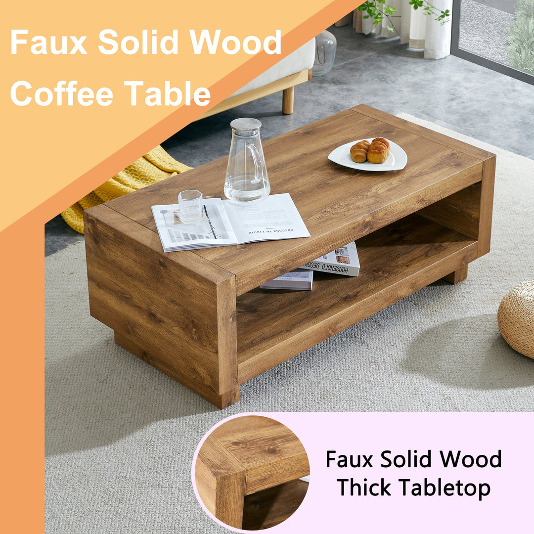 Mid-Century Modern Natural Wood Coffee Table β 47" Rectangular MDF Design