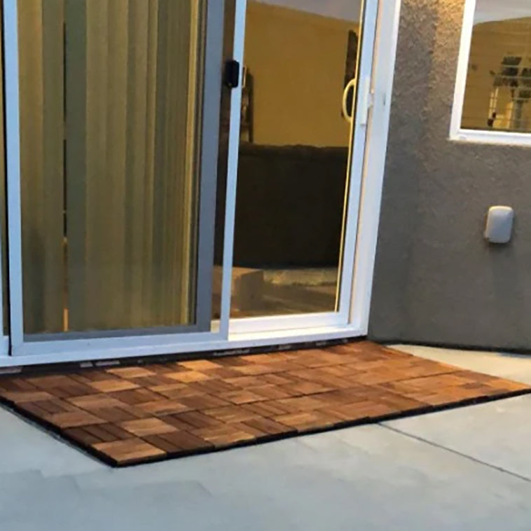 Oiled Acacia 12 Slat Checkered Deck Tiles - Interlocking Flooring