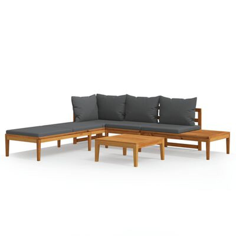 Garden Lounge Set Cream White Solid Acacia Wood 3 Piece Set