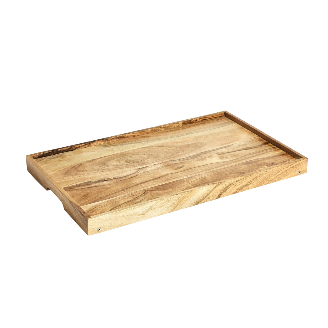 (4-Pack) Natural Acacia Wood Bed Trays with Foldable Stands | Breakfast & Laptop Tray Set