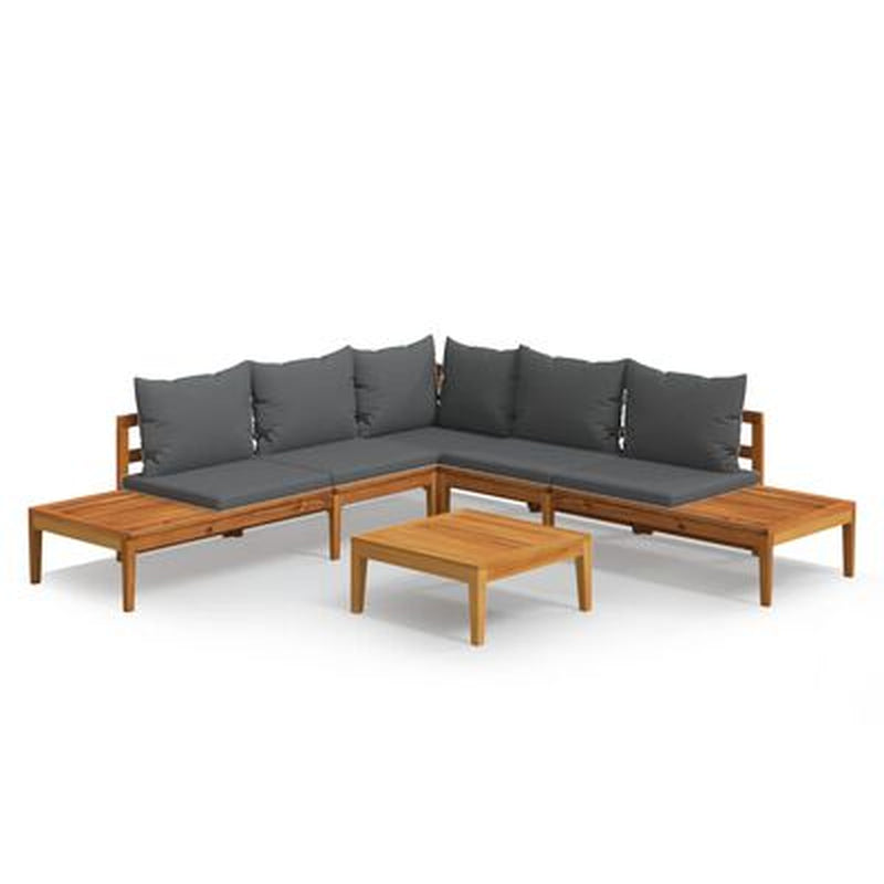 Garden Lounge Set Cream White Solid Acacia Wood 3 Piece Set