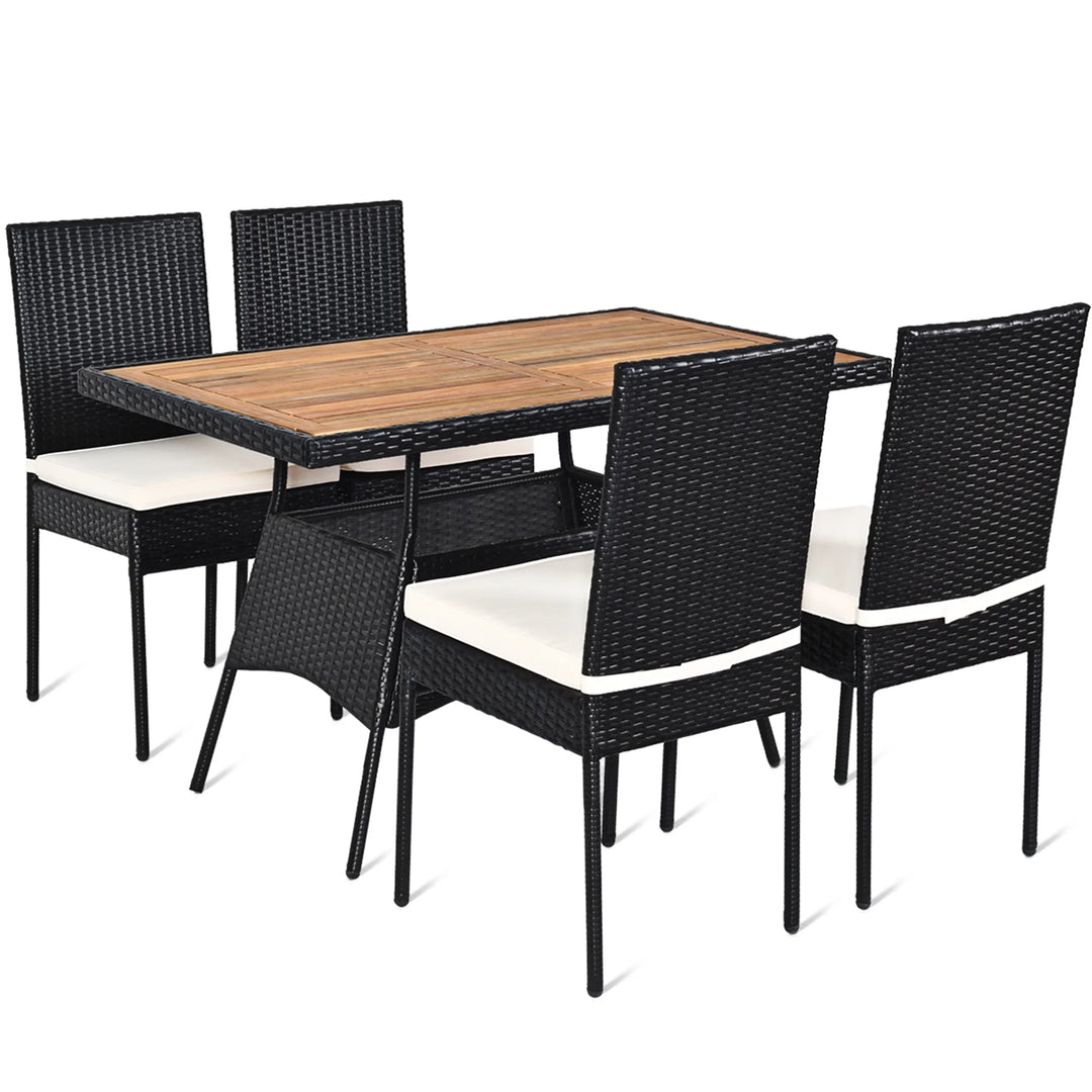 3-Piece Wicker Patio Bistro Set with Acacia Wood Side Table β Outdoor Chair Set for Porch, Balcony, or Backyard