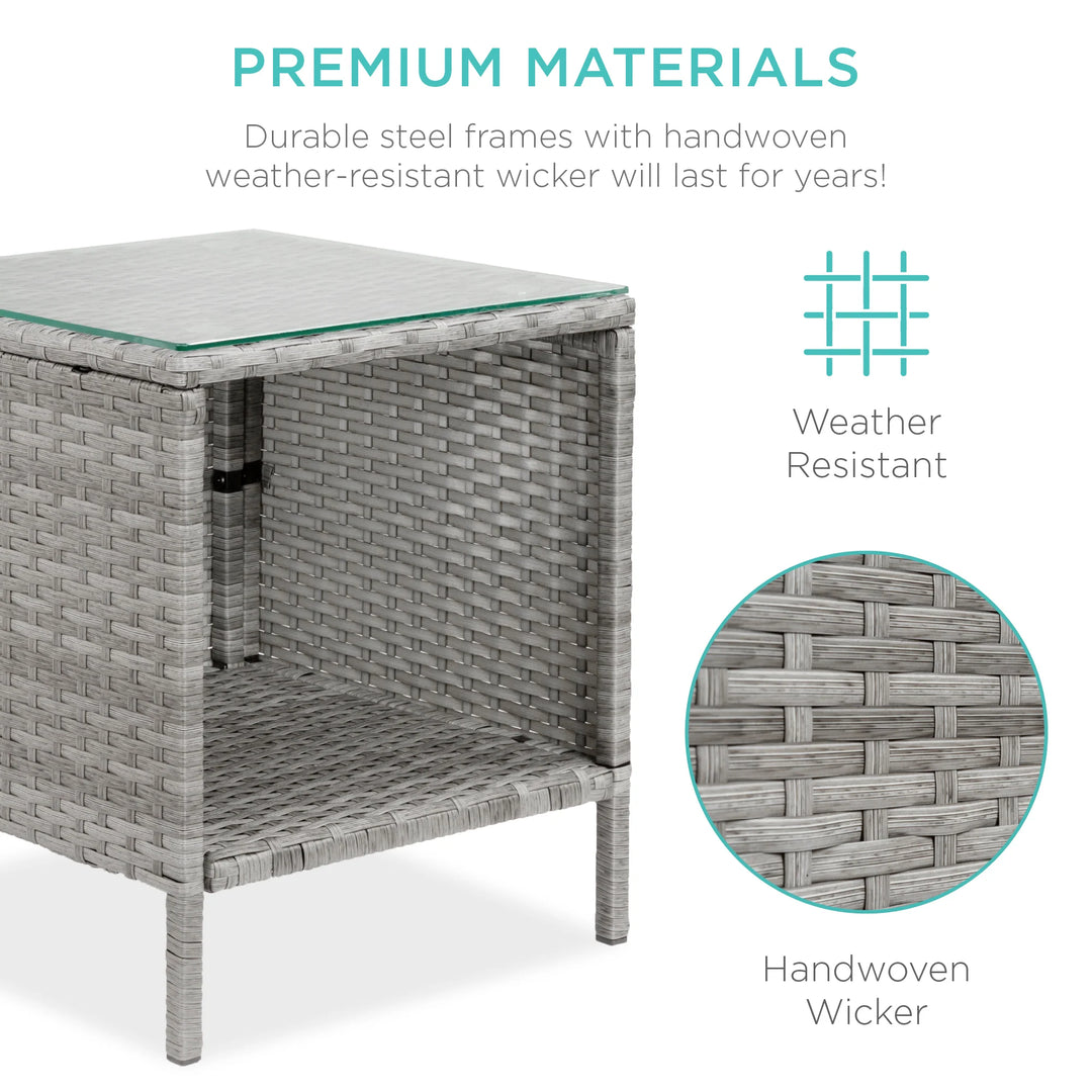 3-Piece Wicker Patio Bistro Set with Storage Table