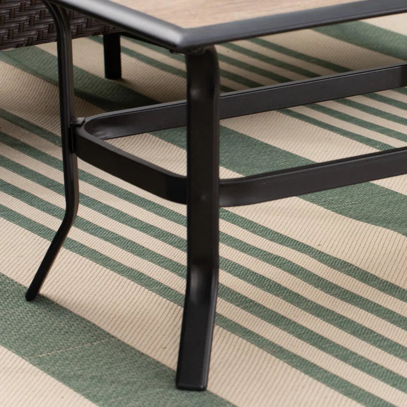 Argyri Outdoor Patio Coffee Table β Rustic Resin Top with Powder-Coated Steel Base