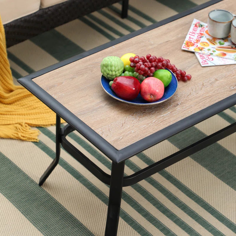 Argyri Outdoor Patio Coffee Table β Rustic Resin Top with Powder-Coated Steel Base