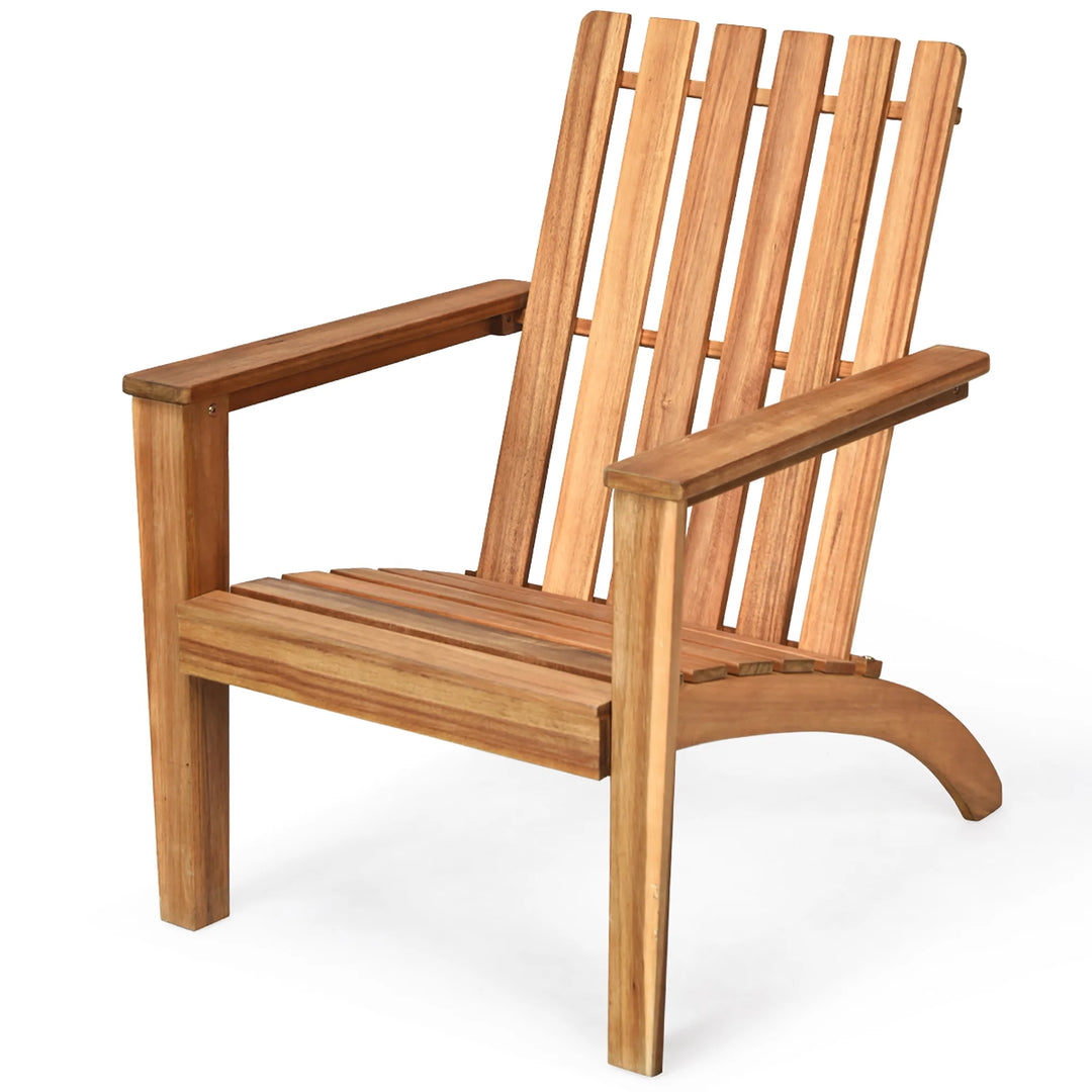 Acacia Wood Adirondack Chair | Outdoor Lounge Armchair | Natural Finish