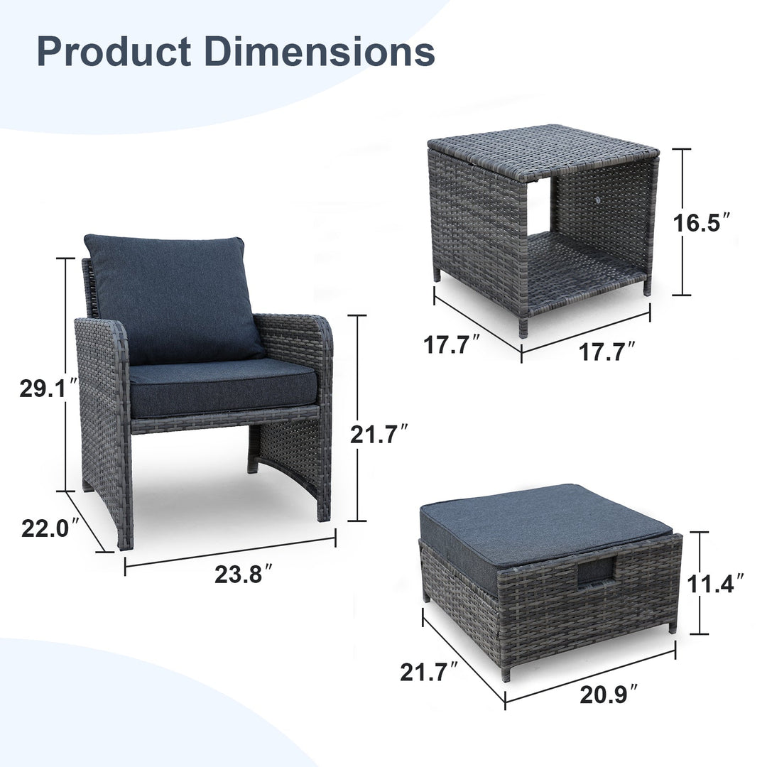 5-Piece Wicker Outdoor Patio Set β Chairs, Ottomans & Coffee Table | Space-Saving Design