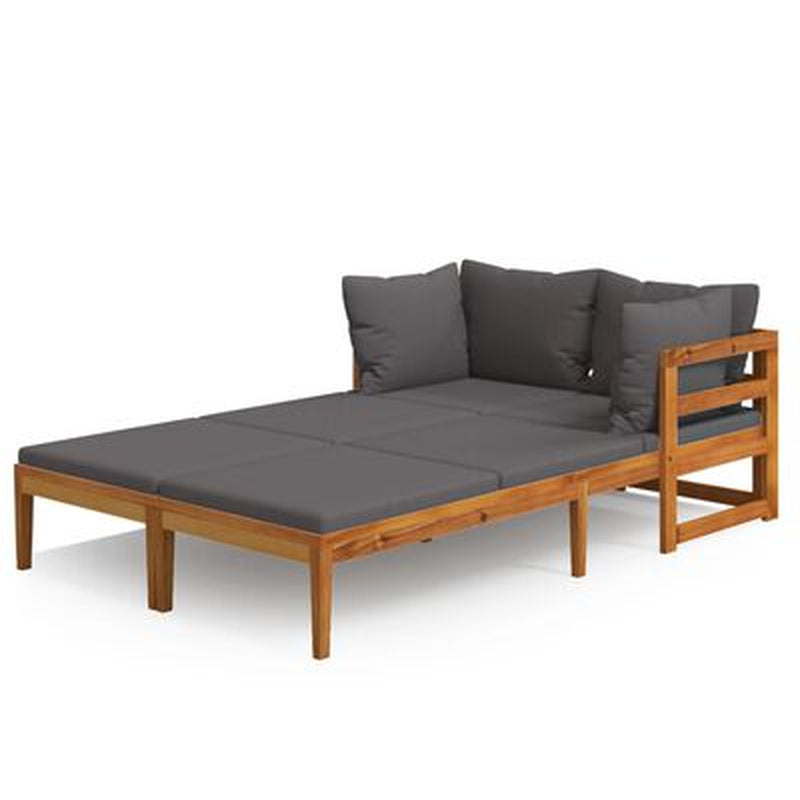 Garden Lounge Set Cream White Solid Acacia Wood 3 Piece Set