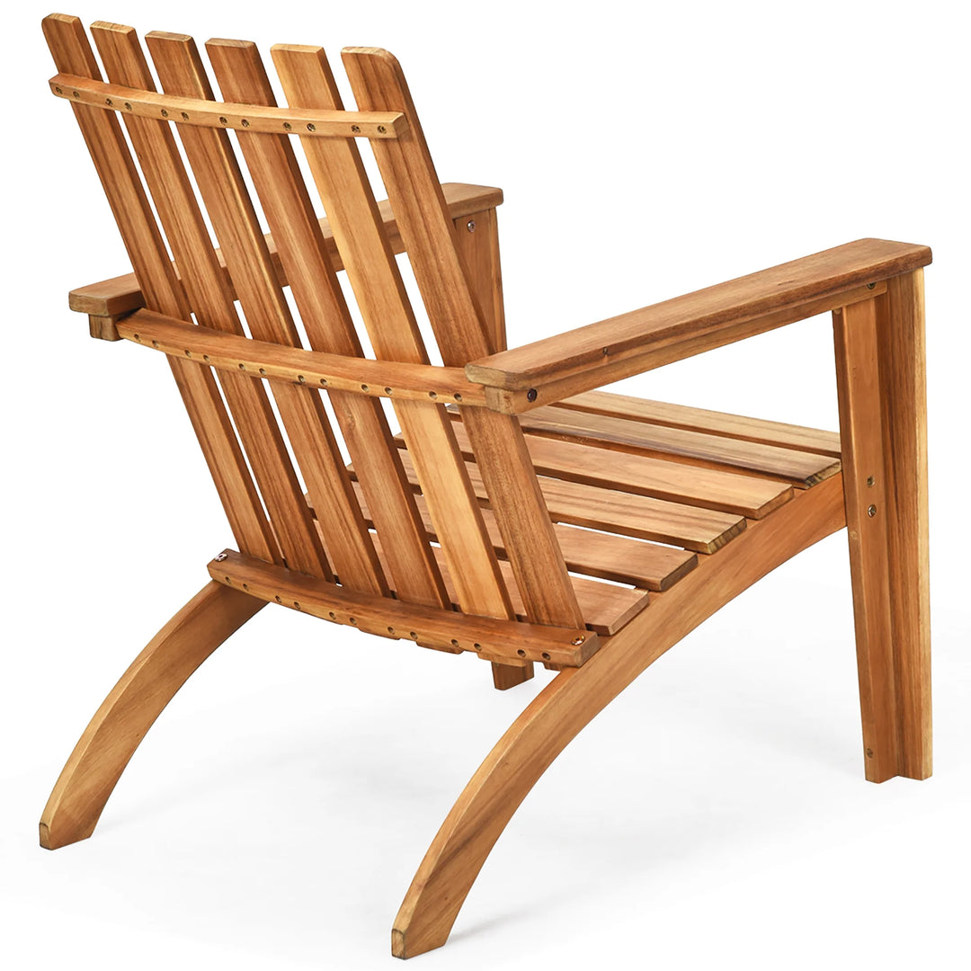 Acacia Wood Adirondack Chair | Outdoor Lounge Armchair | Natural Finish