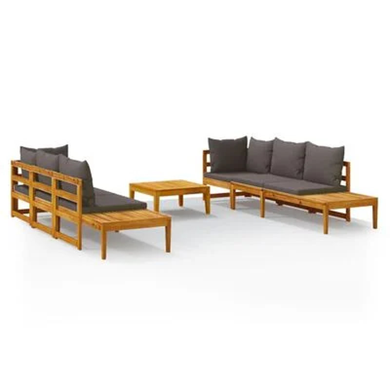 Garden Lounge Set Cream White Solid Acacia Wood 3 Piece Set