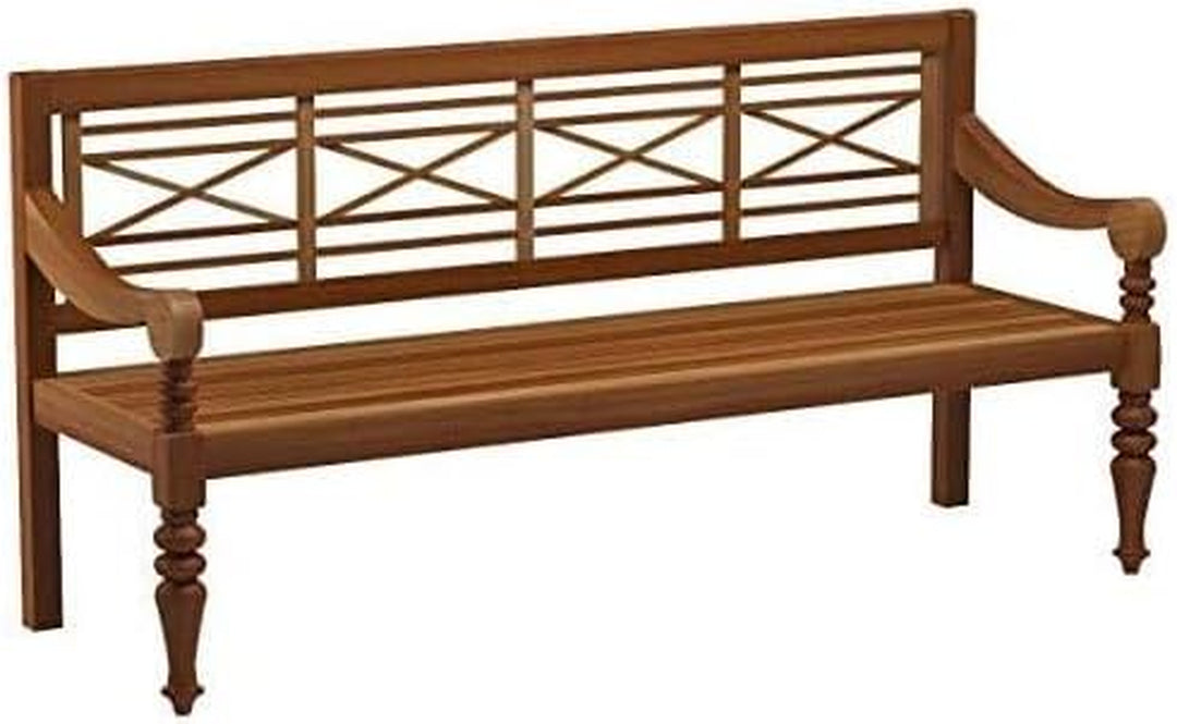 Martin Acacia Wood Adirondack Patio Bench – Natural Finish | 2-Person Outdoor Seating