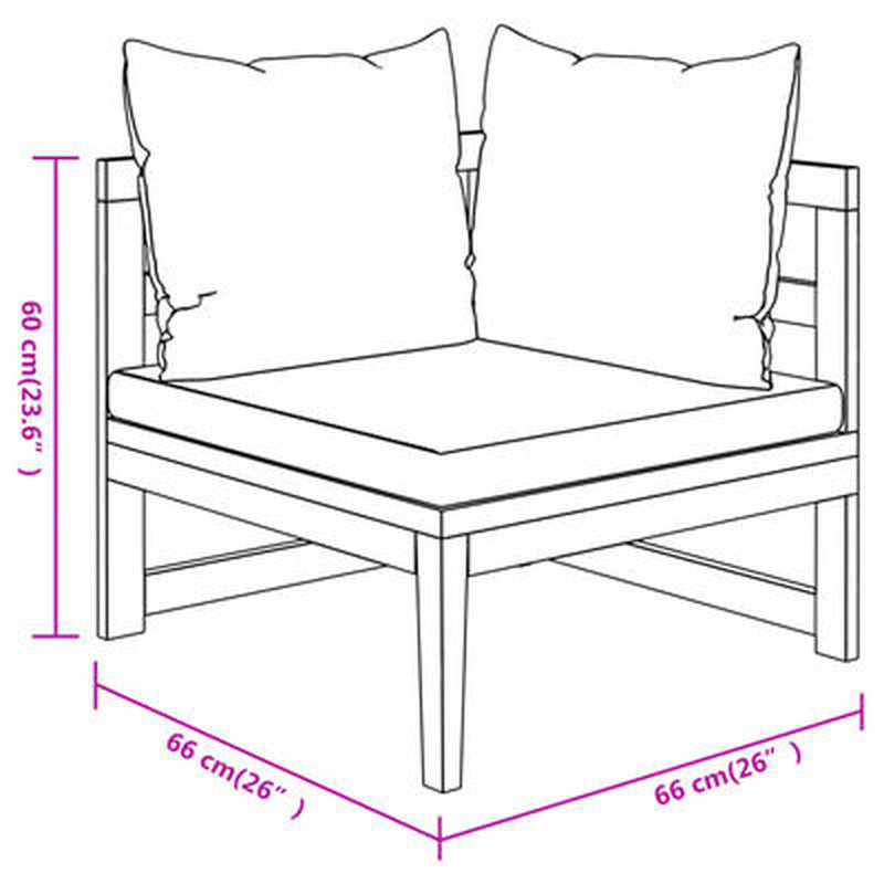 Garden Lounge Set Cream White Solid Acacia Wood 3 Piece Set