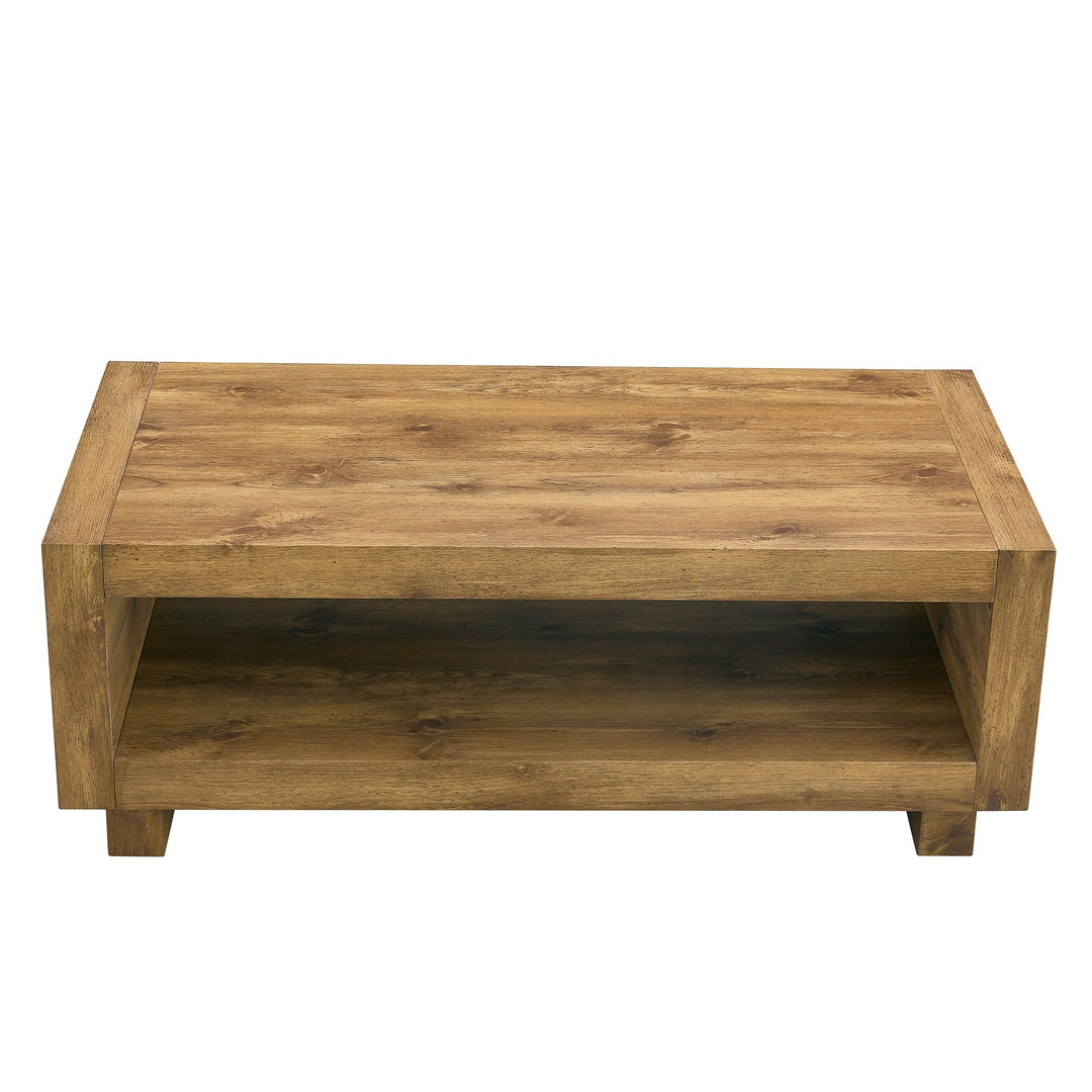 Mid-Century Modern Natural Wood Coffee Table β 47" Rectangular MDF Design