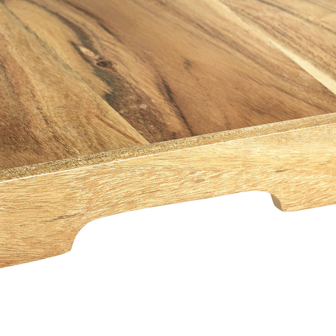 (4-Pack) Natural Acacia Wood Bed Trays with Foldable Stands | Breakfast & Laptop Tray Set