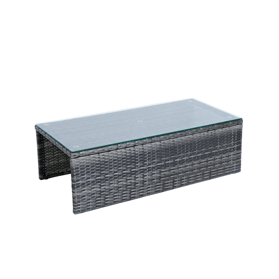 6-Piece Grey Wicker Patio Sectional Set with Black Cushions