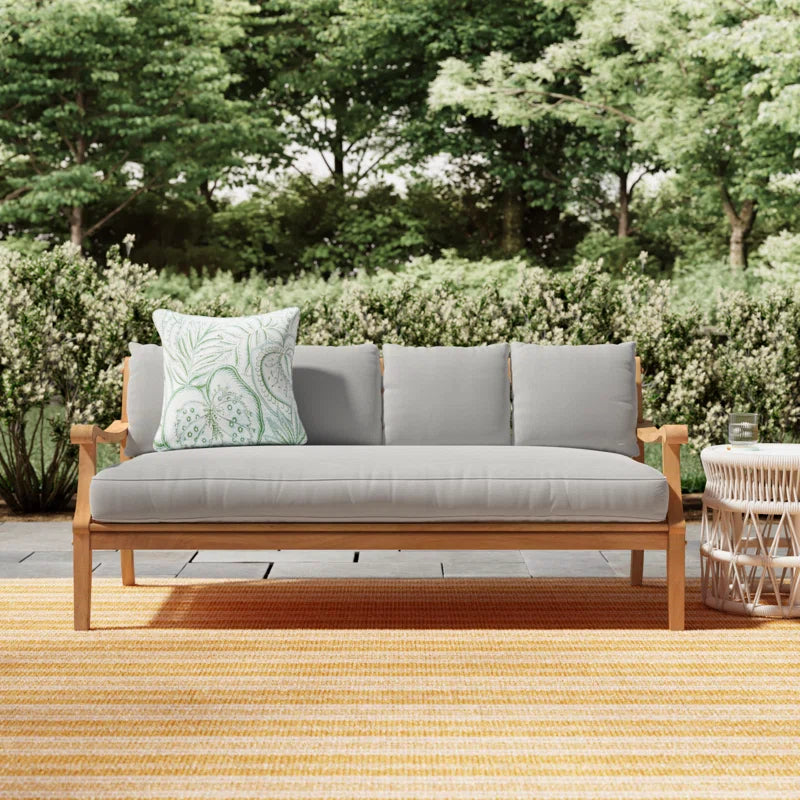 Arizona 69.5'' Solid Teak Outdoor Daybed with Oyster Cushions β Natural Honey Finish