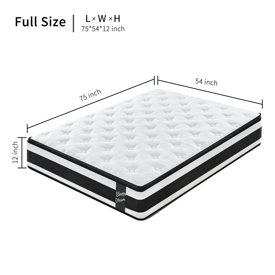 12" Full Hybrid Mattress – Cool Memory Foam + Pocket Springs