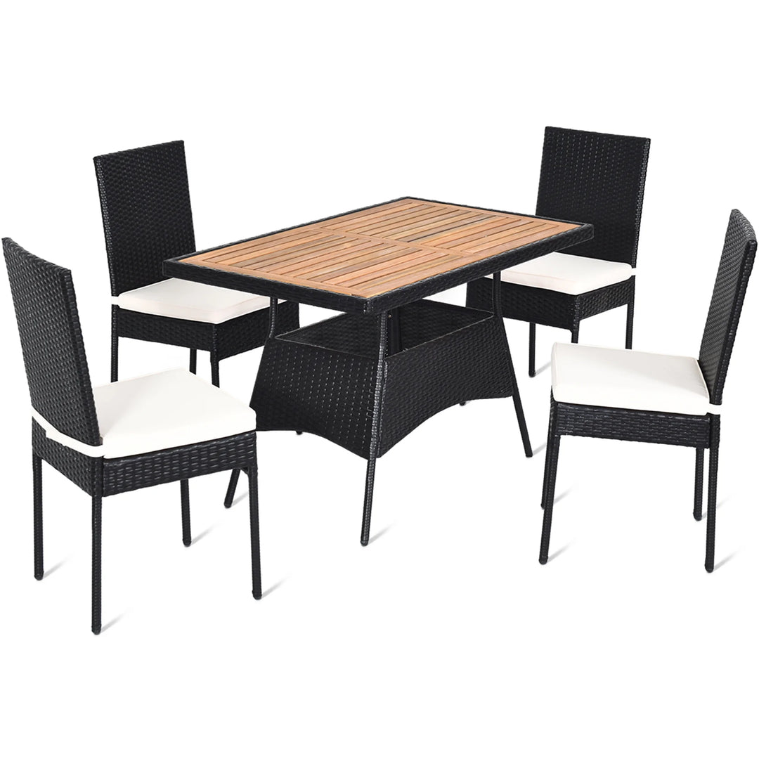 3-Piece Wicker Patio Bistro Set with Acacia Wood Side Table β Outdoor Chair Set for Porch, Balcony, or Backyard