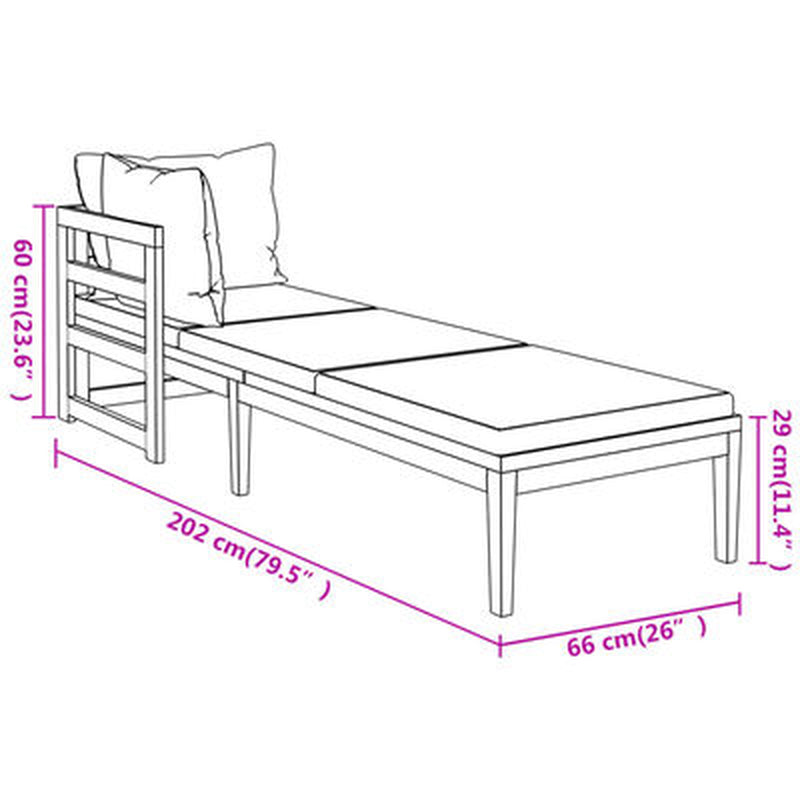 Garden Lounge Set Cream White Solid Acacia Wood 3 Piece Set