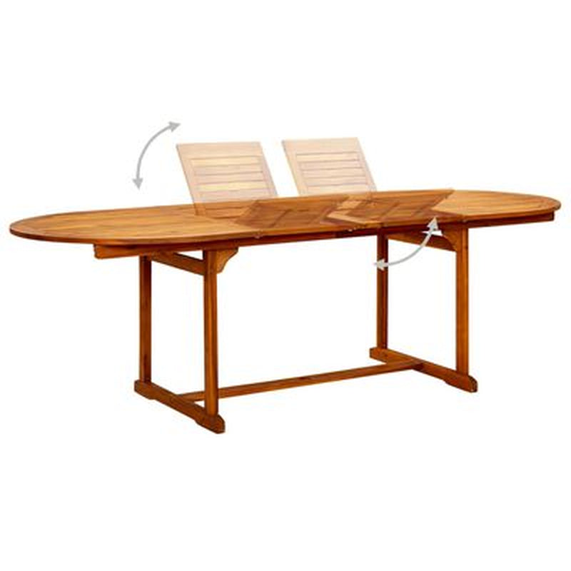 Extendable Outdoor Dining Table – Solid Acacia Wood, 63"–94.5" Rustic Garden Table