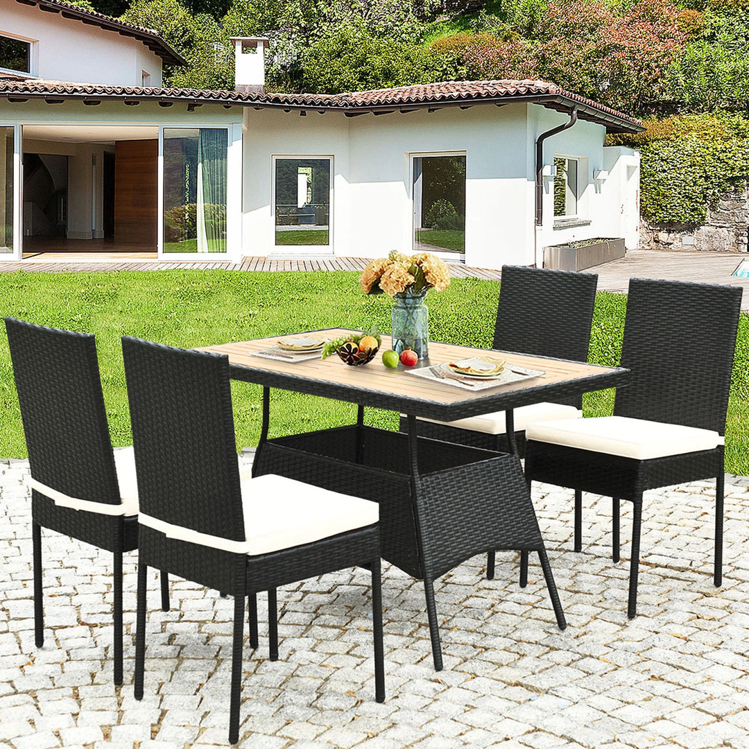 3-Piece Wicker Patio Bistro Set with Acacia Wood Side Table β Outdoor Chair Set for Porch, Balcony, or Backyard