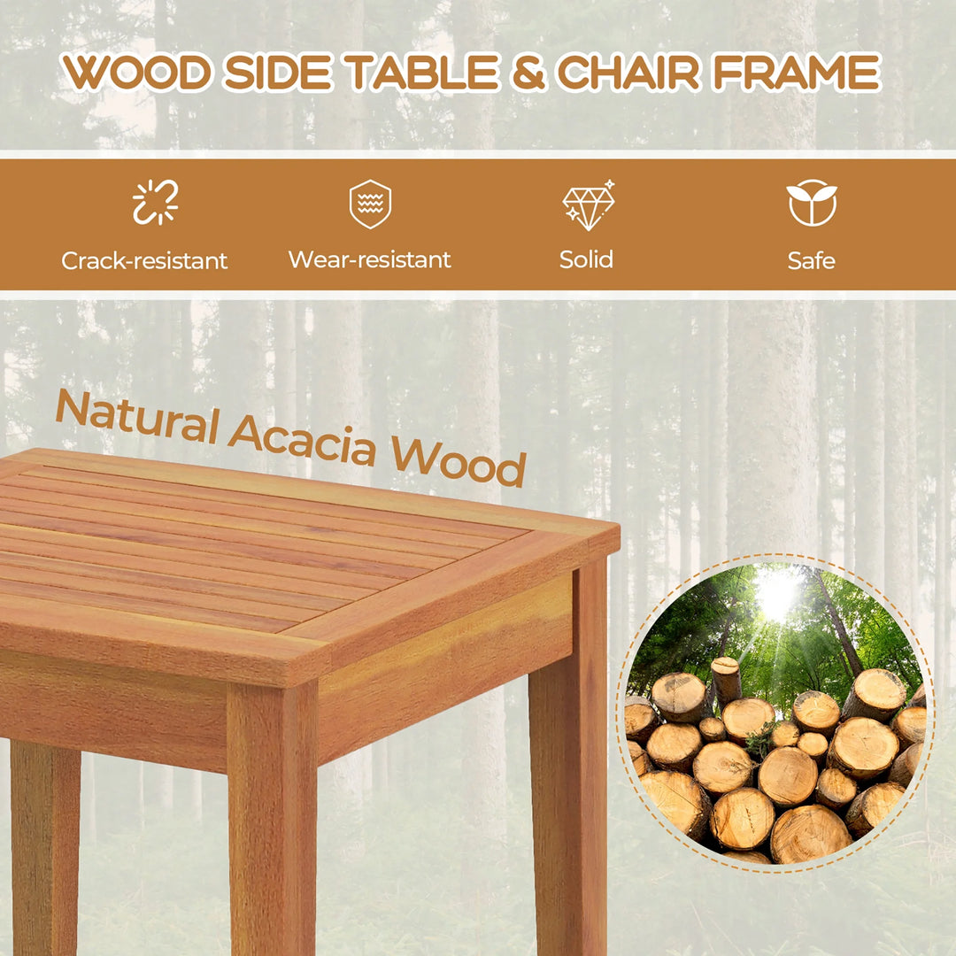 3-Piece Wicker Patio Bistro Set with Acacia Wood Side Table β Outdoor Chair Set for Porch, Balcony, or Backyard