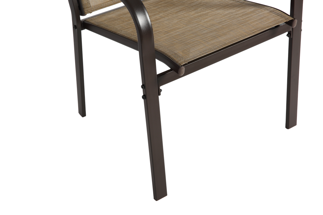 7-Piece Patio Dining Set with Table and 6 Stackable Textilene Chairs, Brown