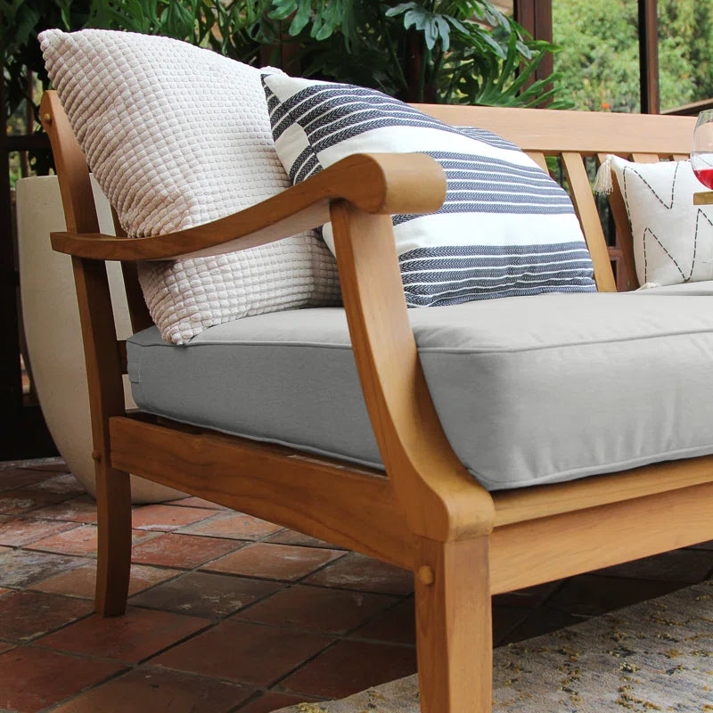 Arizona 69.5'' Solid Teak Outdoor Daybed with Oyster Cushions β Natural Honey Finish