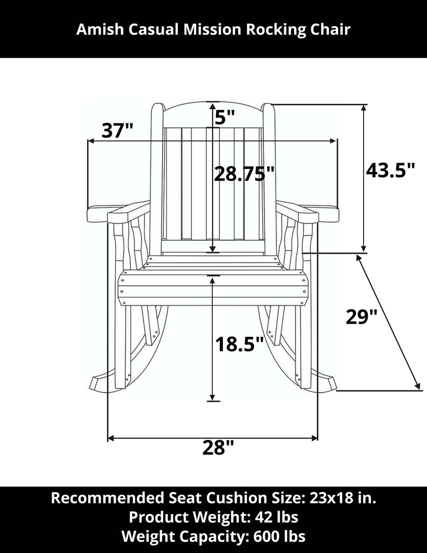 Mission Rocking Chair β 600 lb Capacity, Treated Pine by Amish Casual