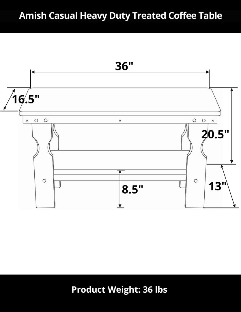 Heavy Duty Treated Coffee Table β Amish Casual, Outdoor Pine