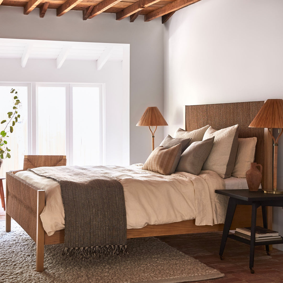 Textura Handwoven Queen Bed β Seagrass & Beechwood Frame