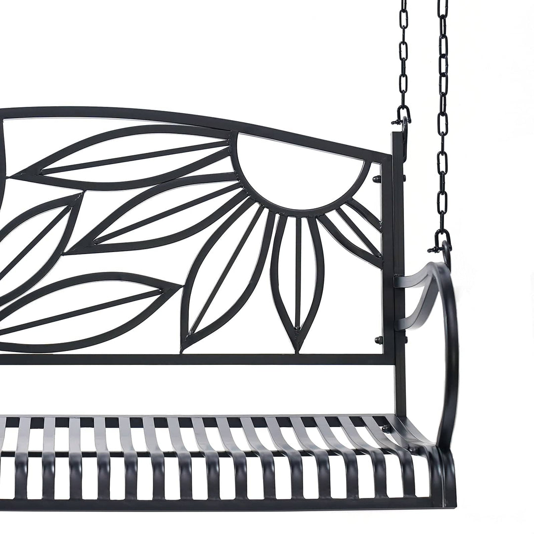 Mariposa Metal Porch Swing β Black Frame with Cup Holders by Live Casual