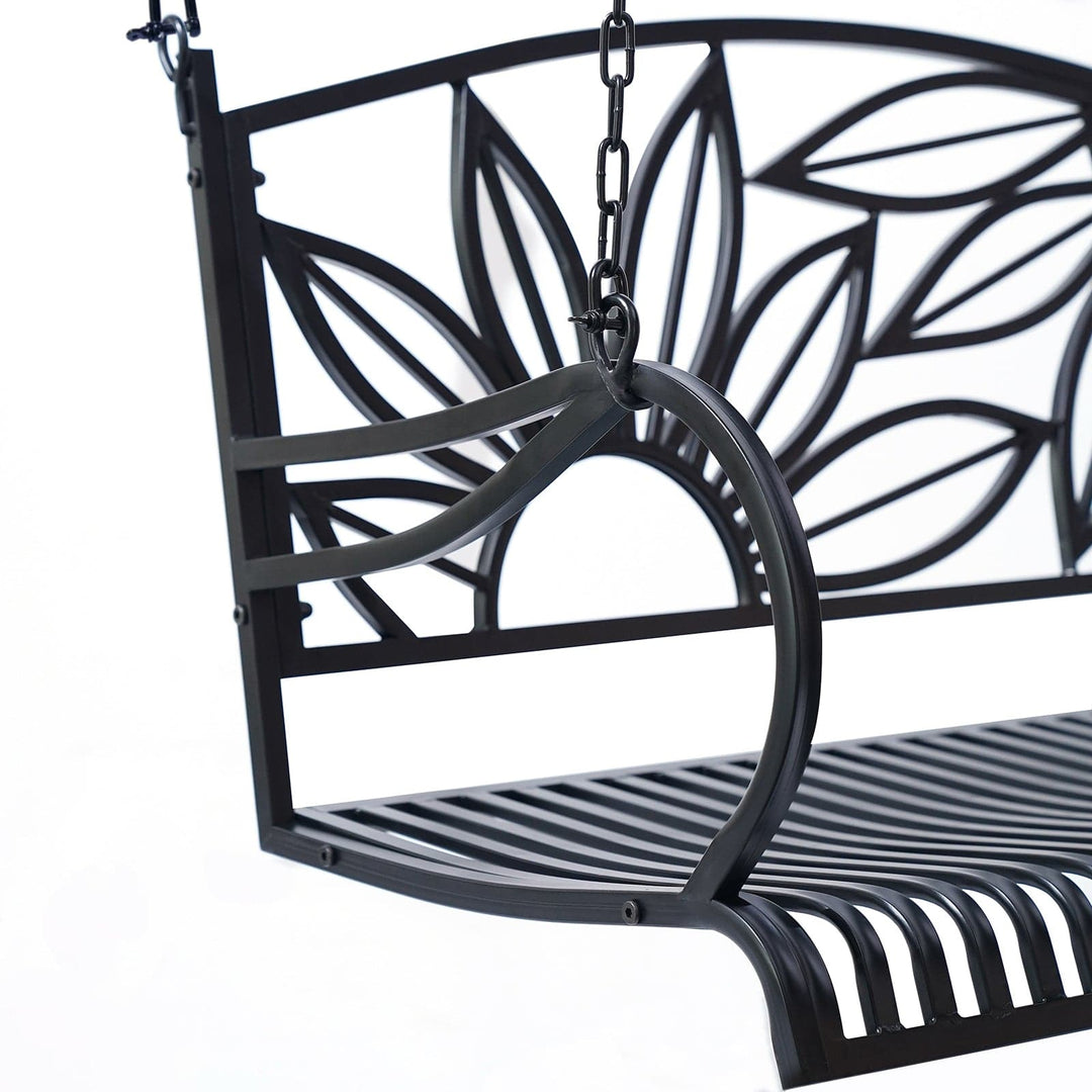 Mariposa Metal Porch Swing β Black Frame with Cup Holders by Live Casual