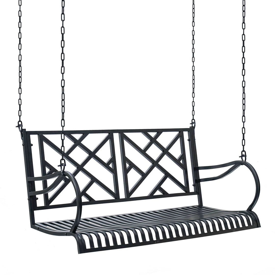 Logan Metal Porch Swing β Black Wrought Iron by Live Casual