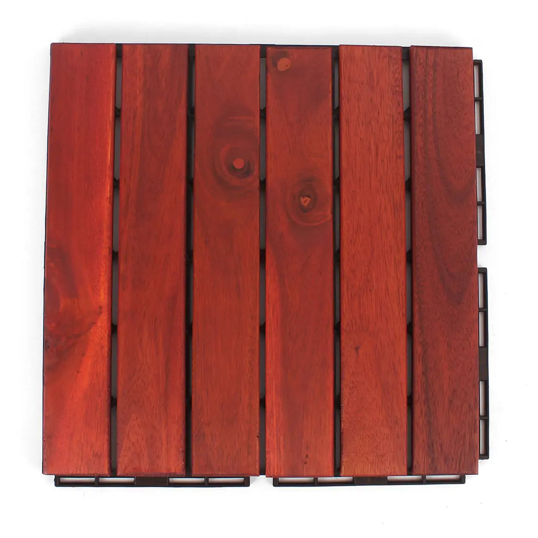 Clay Straight Acacia Wood Deck Tiles - Interlocking Patio Flooring