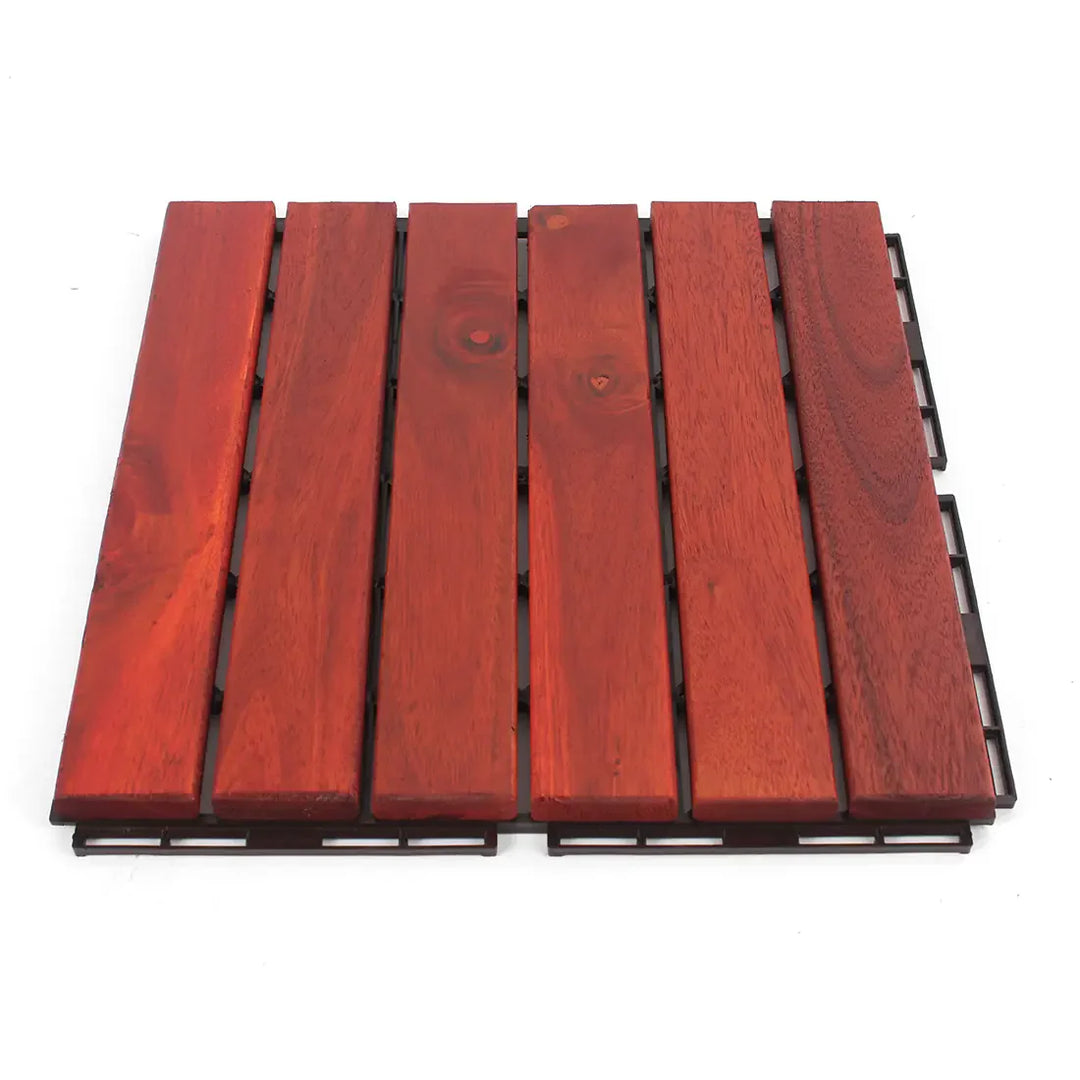 Clay Straight Acacia Wood Deck Tiles - Interlocking Patio Flooring